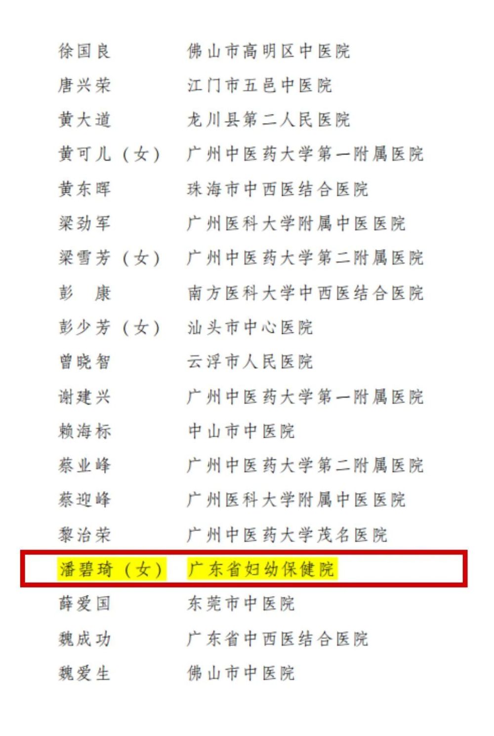 喜讯广东省妇幼保健院清远院区特聘专家潘碧琦教授获得