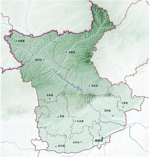 秦都区,渭城区和部分兴平市乡镇市域:咸阳市2区2市9县全部行政辖区