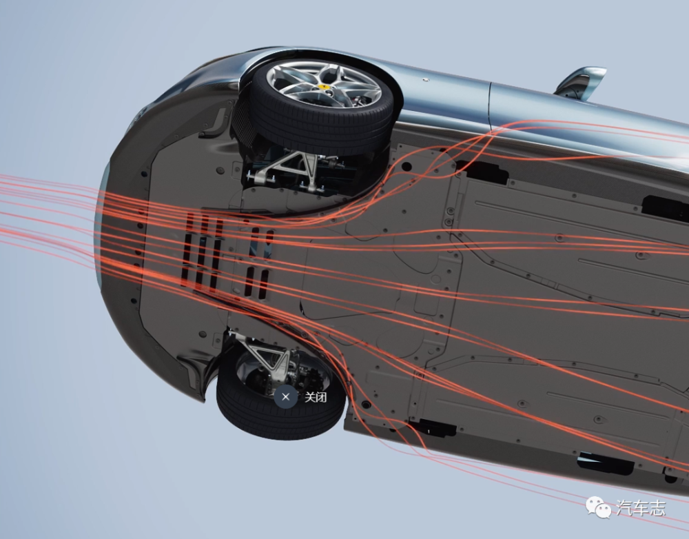 在两个前轮之间法拉利为roma spider安装了一个涡流发生器,可以集中