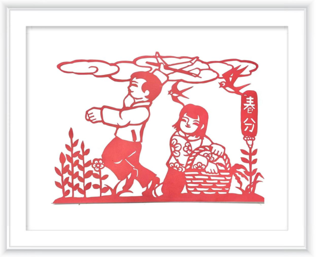 来剪纸作品"草长莺飞"里发现最美春天