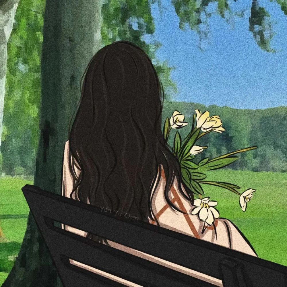 女生头像背影捧花女生头像