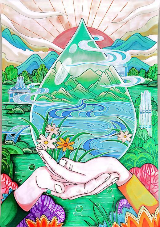 小学低年级组二等奖作品:《绿水青山护邕城》作者:吴佳宸 指导老师:陆