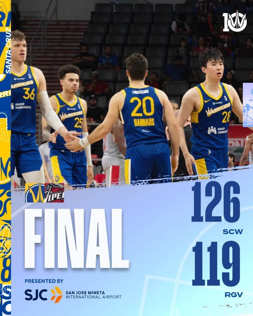 3,g联赛:圣克鲁斯勇士今日以126比119击败里奥格兰德山谷毒蛇队值得一