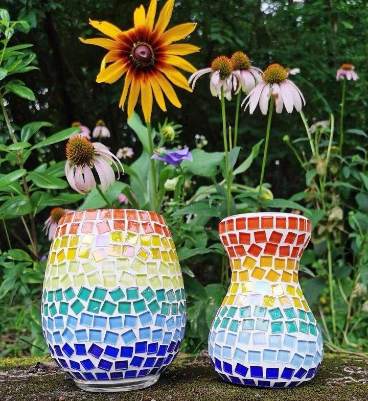 去大自然里,来场有趣的亲子活动,马赛克花瓶diy,插花拾趣,昂扬春意