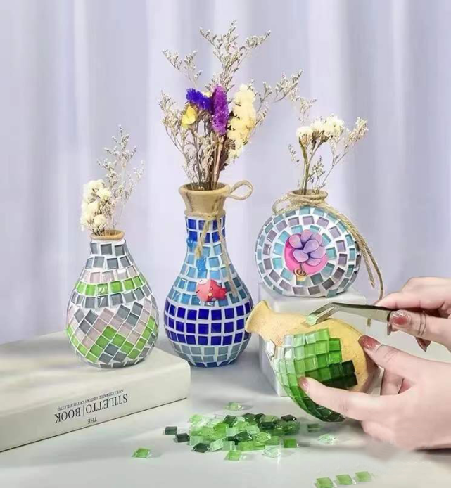 去大自然里,来场有趣的亲子活动,马赛克花瓶diy,插花拾趣,昂扬春意