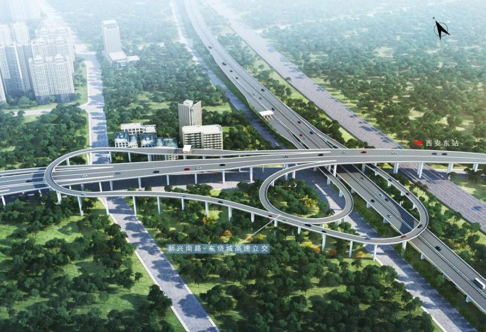 新兴南路-东绕城高速立交效果图长鸣路-规划南路立交效果图新兴南路