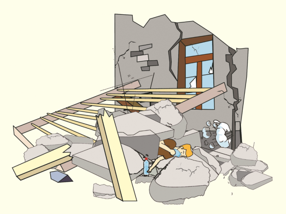 地震避险卡通图片