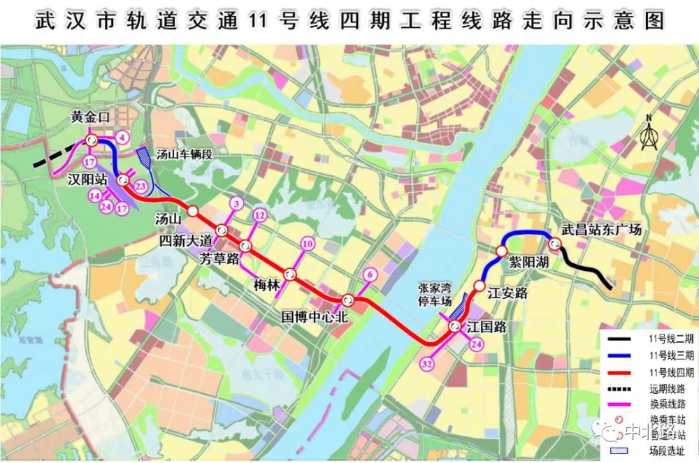 武汉地铁武汉13条轨道交通在建线路示意图