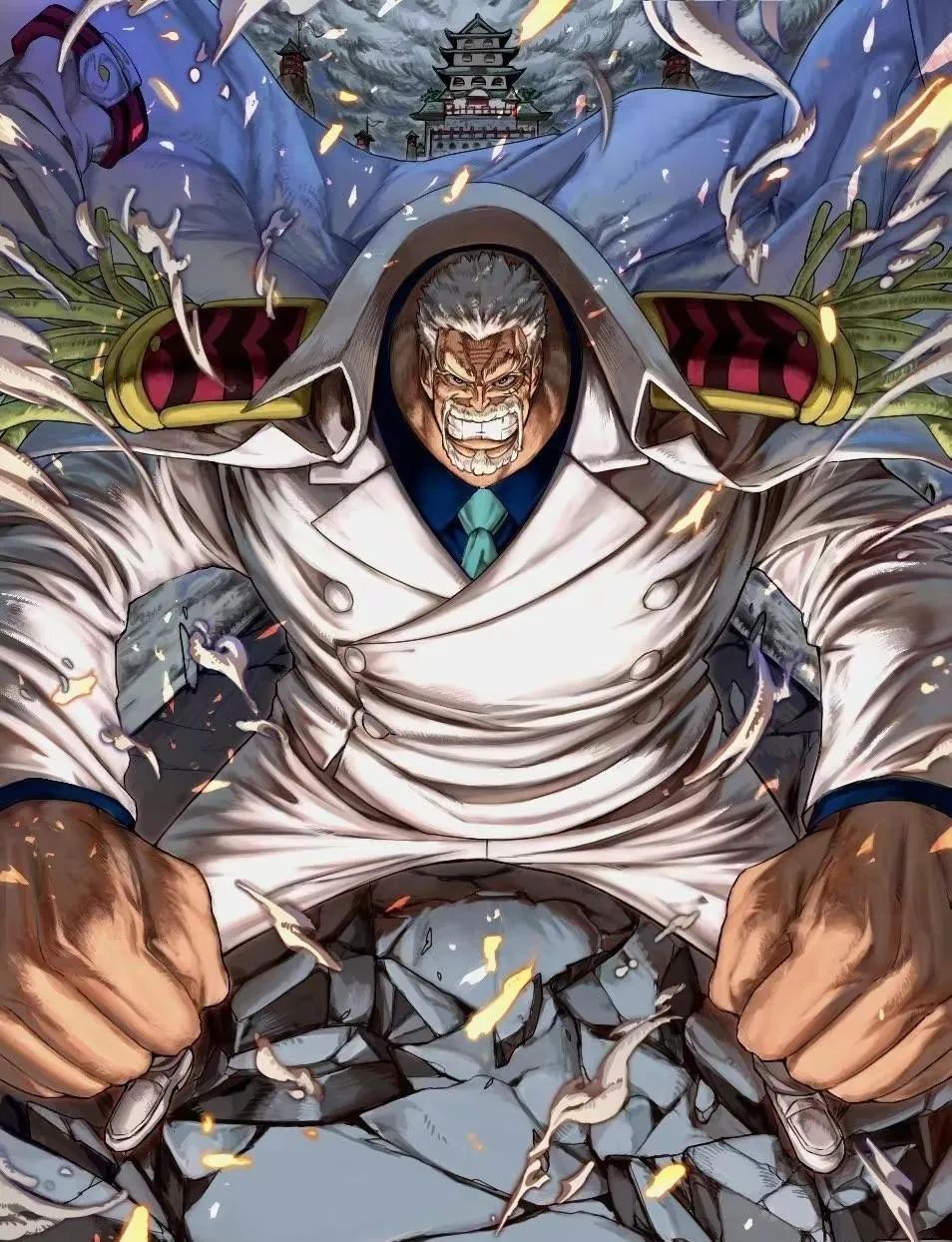 海贼王1080卡普一拳霸缠一座岛实力超四皇不愧罗杰宿敌