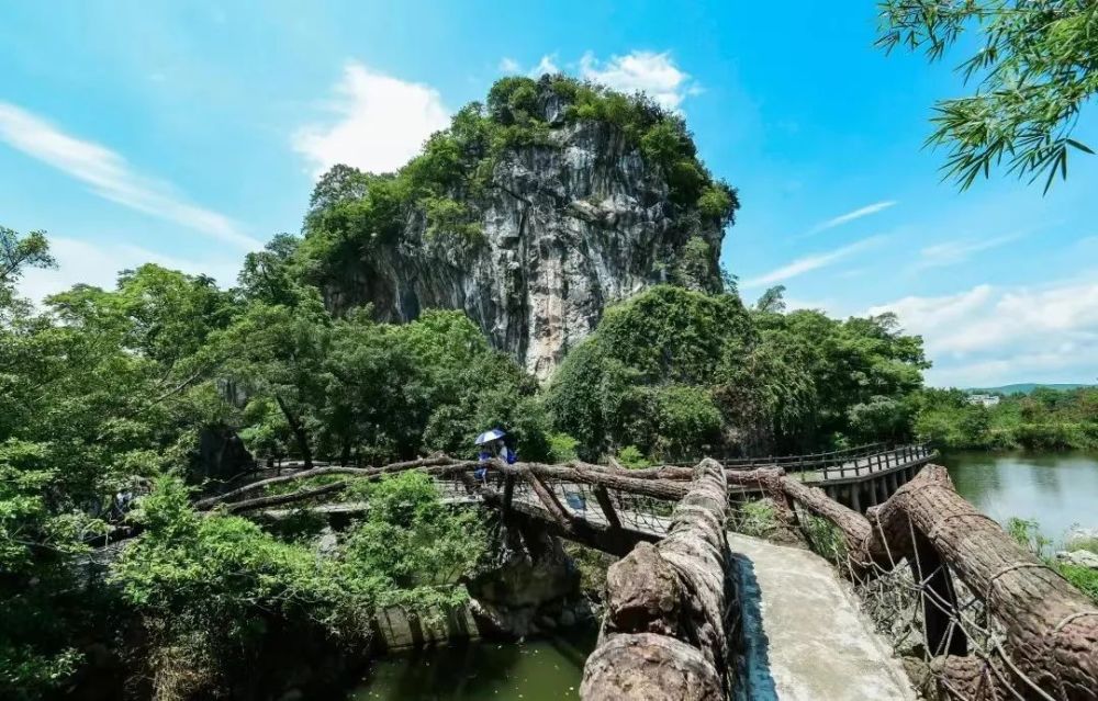 獅子巖主要由兩座石灰岩孤峰組成國家3a級景區是一個兼具科普教育性與