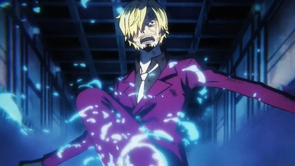 海贼王1061集-山治vs奎因,全程激战,骑士爆发蓝色火焰洗刷耻辱_腾讯