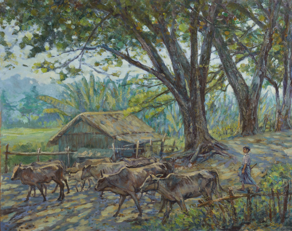 杨继德 《高原影像》 油画吴霜嵘 《月是故乡明》 油画王凤发 《秋桦