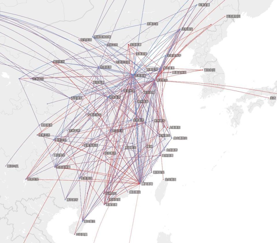 山东航空航线图图片