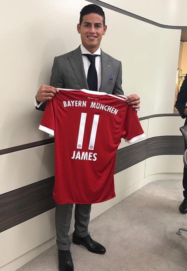 拜仁正式同j罗签约 新赛季将身披11号战袍