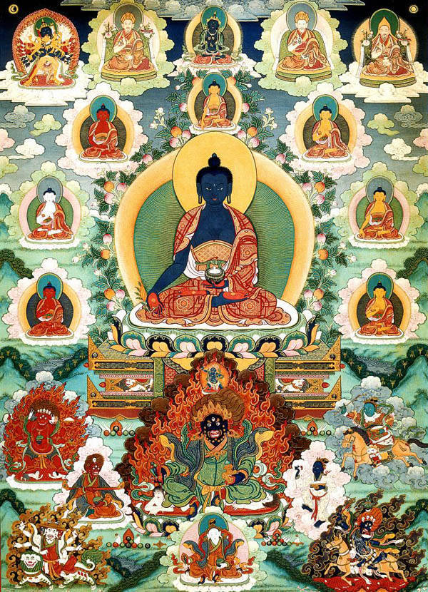 1,佛祖释迦牟尼(现世佛,左手结禅定印,右手结触地印):对于藏传佛教