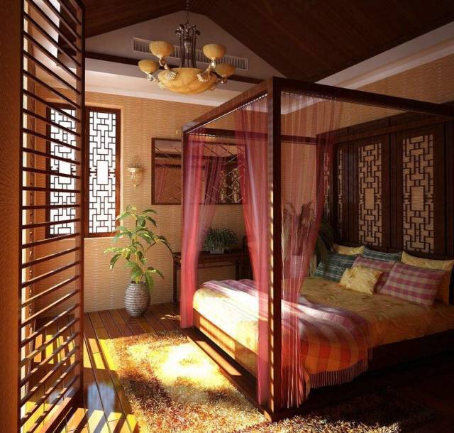 红木家装卧室,古色古香!