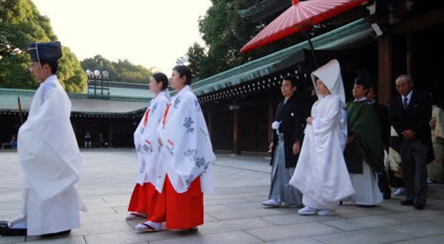 日本人结婚 女性在结婚前要去专门礼仪培训班学习 特别是礼数 新娘 婚礼 和服 奏上 结婚 日本