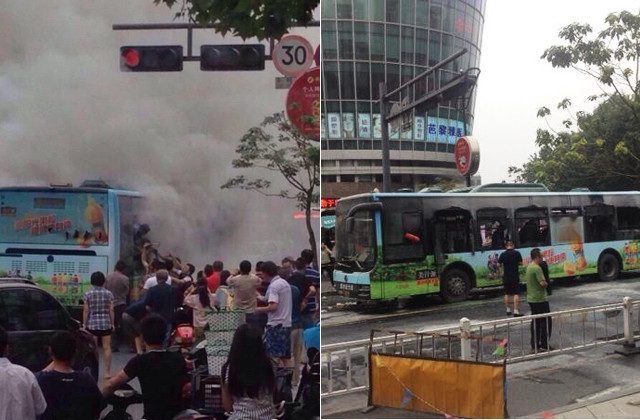 杭州公交燃烧事件确认系人为纵火嫌犯被烧成重伤