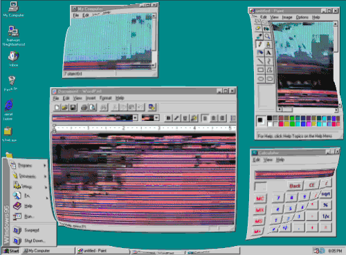 0m粗糙的动画,故障的屏幕风格等,其主要的设计元素有错误弹窗,电脑