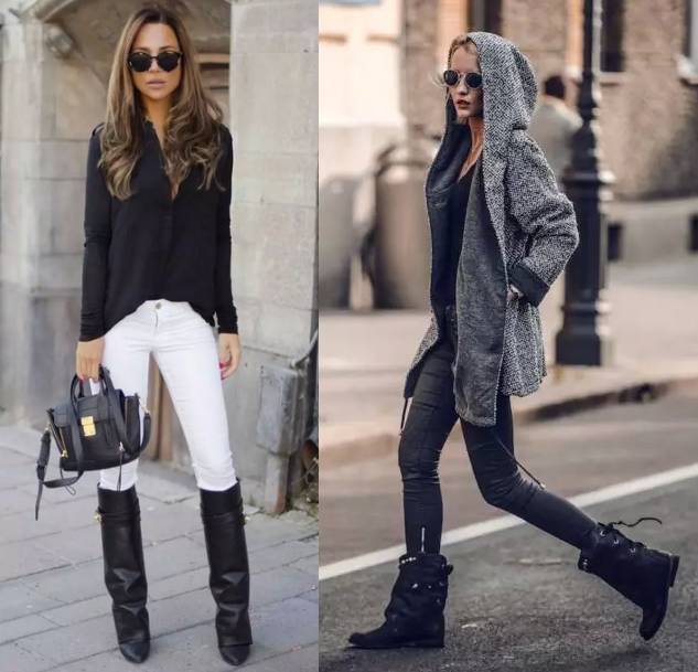 可以选择这种简约款式的短靴帅气的马丁靴或者选择这种服帖的靴子▼