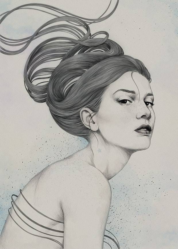 手绘插画 | 他用钢笔画出唯美忧伤的美人