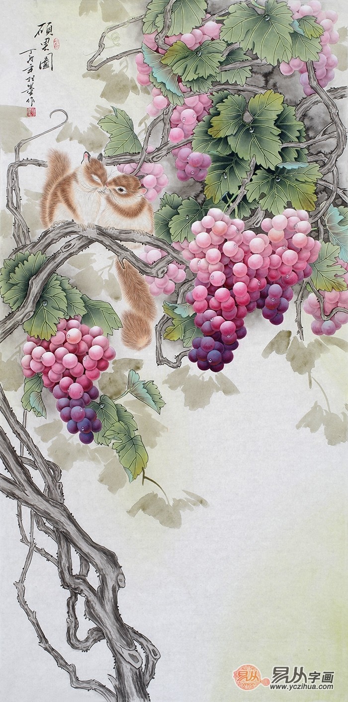 观羽墨|国画葡萄的工笔画 当代画家羽墨作品赏谈