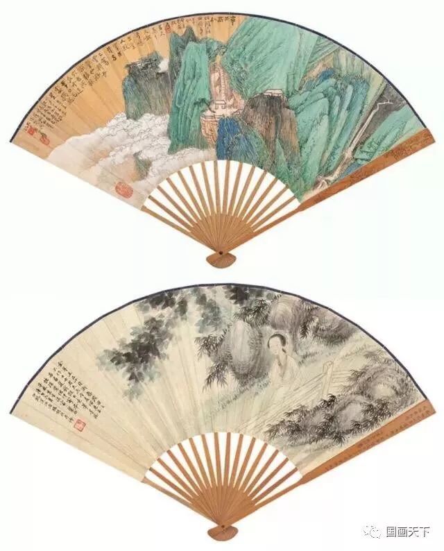 中国画-张大千精美扇面画50幅_腾讯新闻