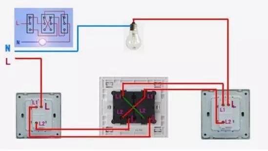 便於理解雙控帶插座樓梯雙控的佈局小技巧:兩個開關的l1