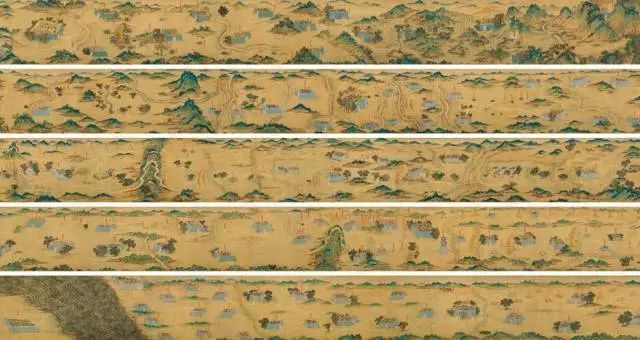 《丝路山水地图》又名《蒙古山水地图》,该画绘于绢本之上,幅宽0.