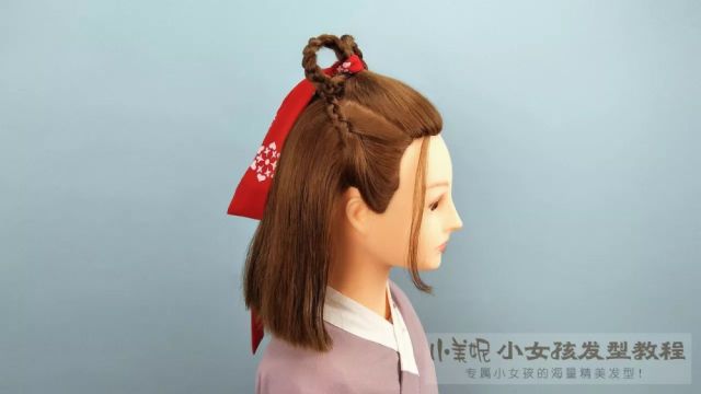 三款短发小女孩儿古装发型编发教程合集 汉服