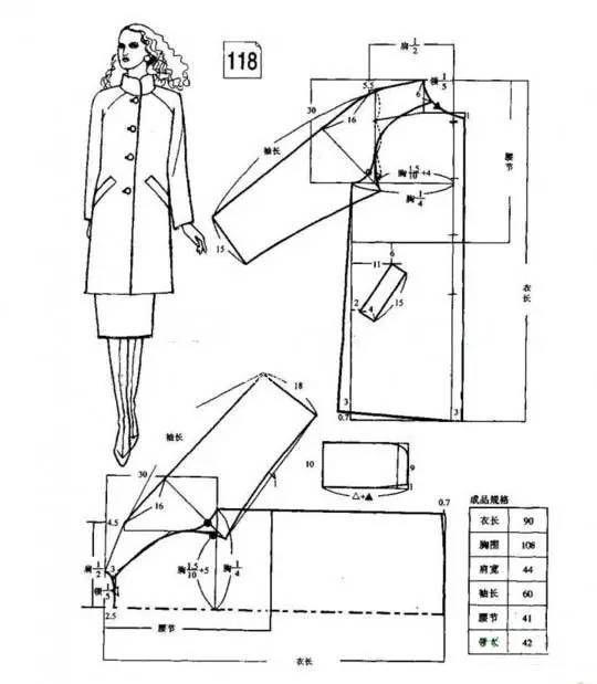 服裝設計18款冬季大衣結構紙樣裁剪圖
