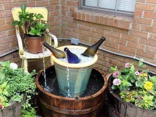 用轮胎改造的花园水池,美得不要不要的!