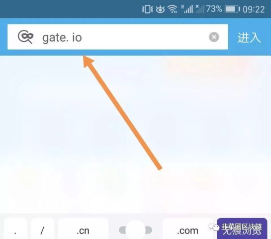 在手机浏览器中输入gateio,进入后点击手机app