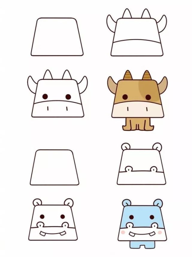 创意简笔画梯形小动物简笔画快来学