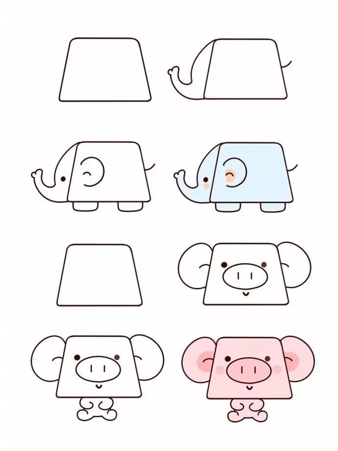 创意简笔画梯形小动物简笔画快来学