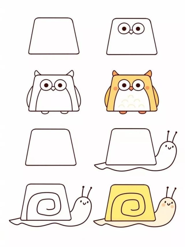 【创意简笔画】梯形小动物简笔画,快来学