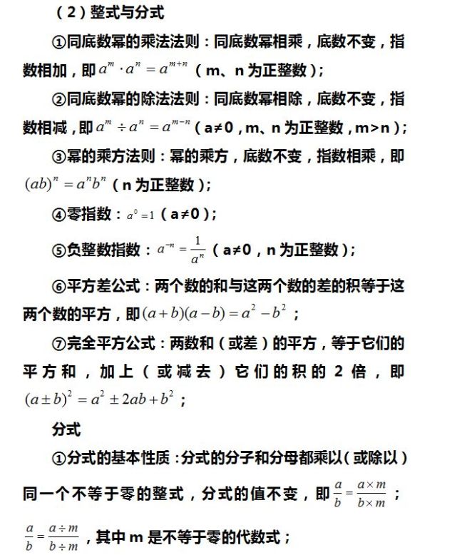 初中数学定理公式汇编 孩子学好数学的第一手好资料 初中数学