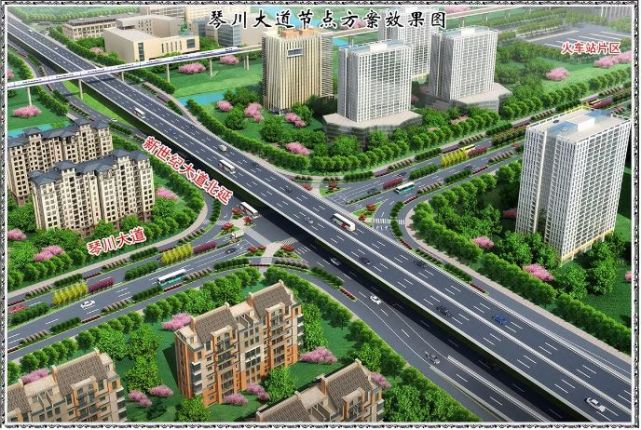 延工程,起自三环路交叉口,设置高架向北跨越规划黄浦路,规划琴川大道