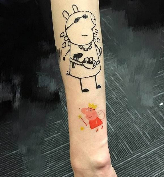 小猪佩奇身上纹,转身就是社会人,你最喜欢哪一款