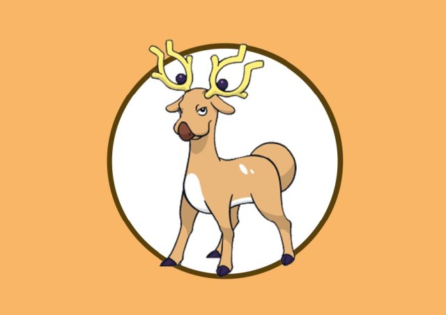 惊角鹿,一般属性的宝可梦,它是长着一双大角的鹿,因为它可以从大角