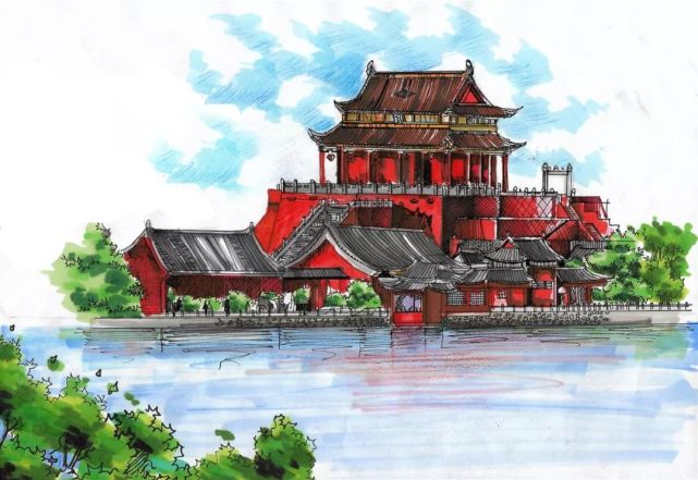 河大学生用钢笔手绘开封美景竟然如此惊艳