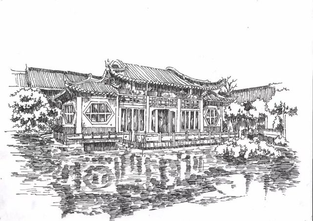 河大学生用钢笔手绘开封美景竟然如此惊艳