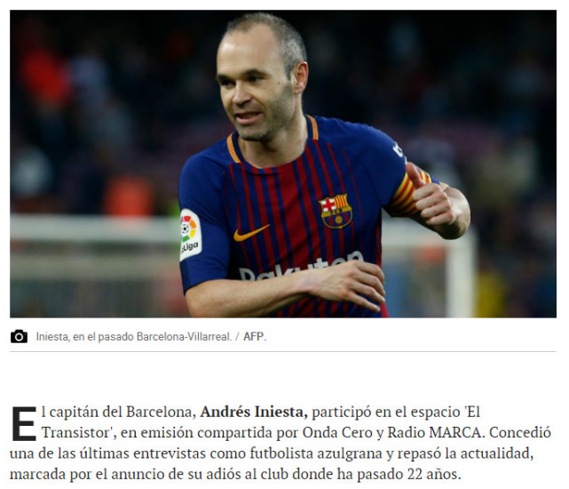 伊涅斯塔:仍有可能加盟中超球队 下周将做出决