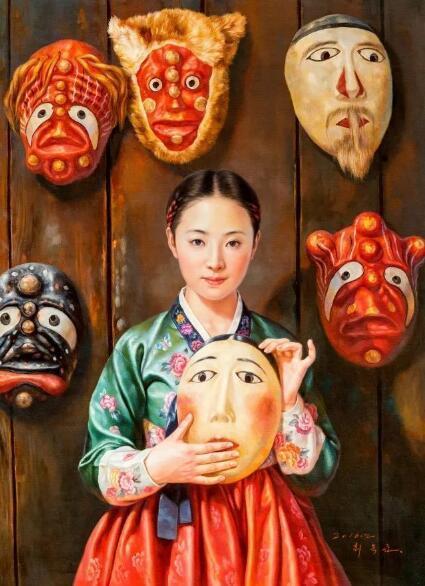 崔玉均 《假面舞女孩》 111X80cm 2016年