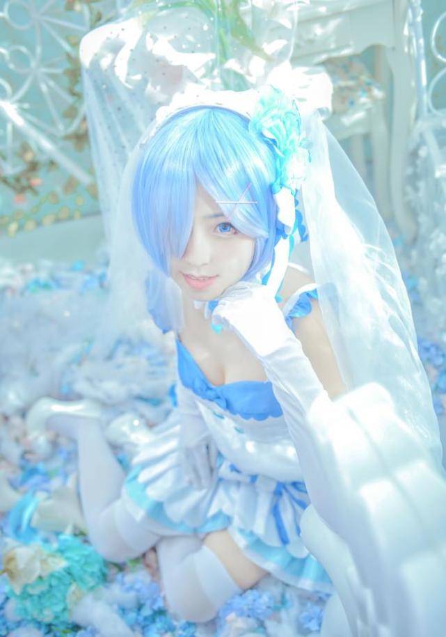 影视动漫动漫cosplay 浅蓝色头发的蕾姆 你绝对没有见过吧 蕾姆花嫁