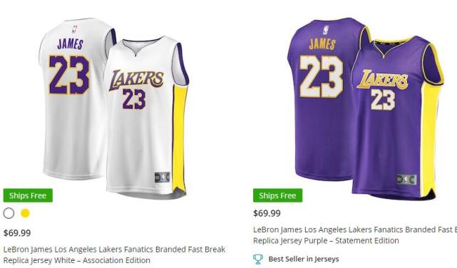 詹皇湖人23号球衣预售火爆 原骑士战袍打折促