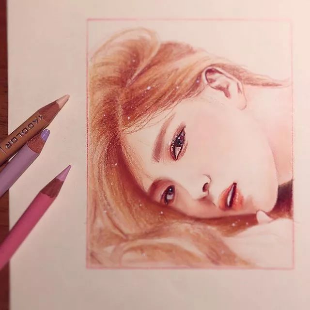 彩铅画的娇艳少女,逼真又好看,给这画功跪了!