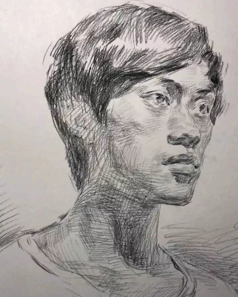 素描教学|教你画略有仰视视角的四分之三侧男青年素描头像_腾讯新闻