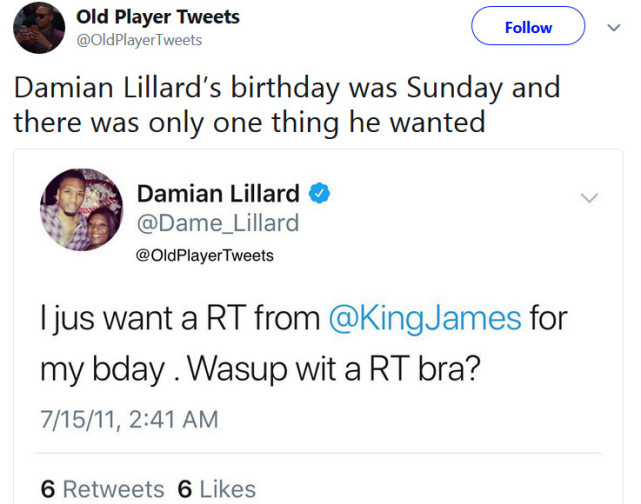 利拉德曾盼詹皇转发其推特 妖刀晒个人搞怪表