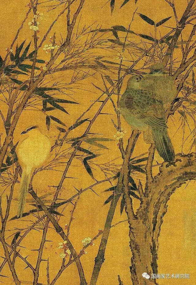 宋赵佶梅竹聚禽图鉴赏